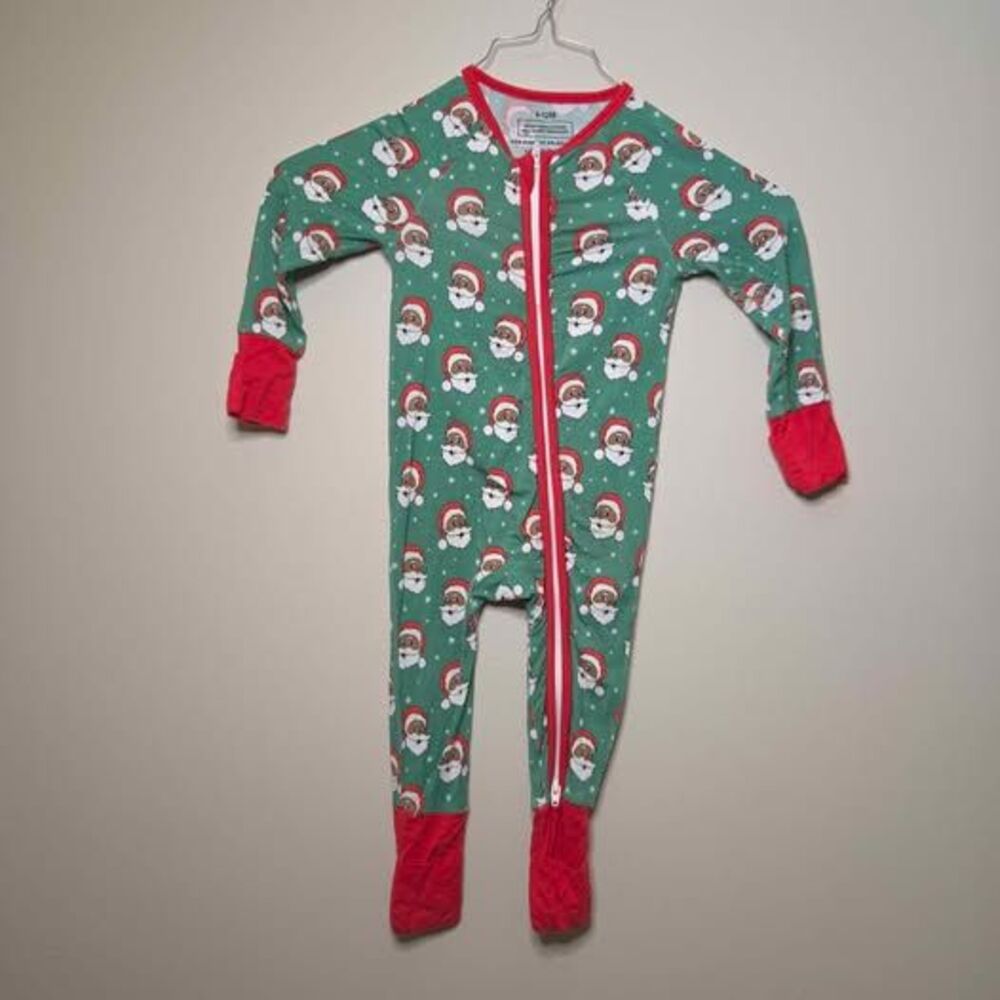 Santa Christmas Holiday Natural Fiber Bamboo Onesie Pajama 9-12M